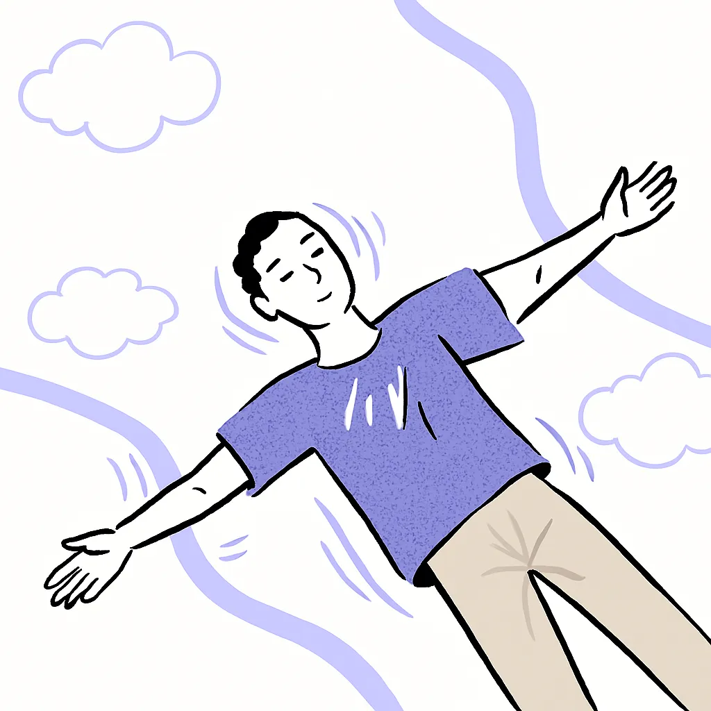 Ilustración de un joven relajado con los brazos abiertos, psicoterapia individual